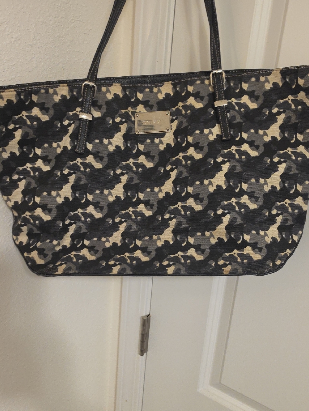 Black and Cream Patterned Tote Bag by Nine West